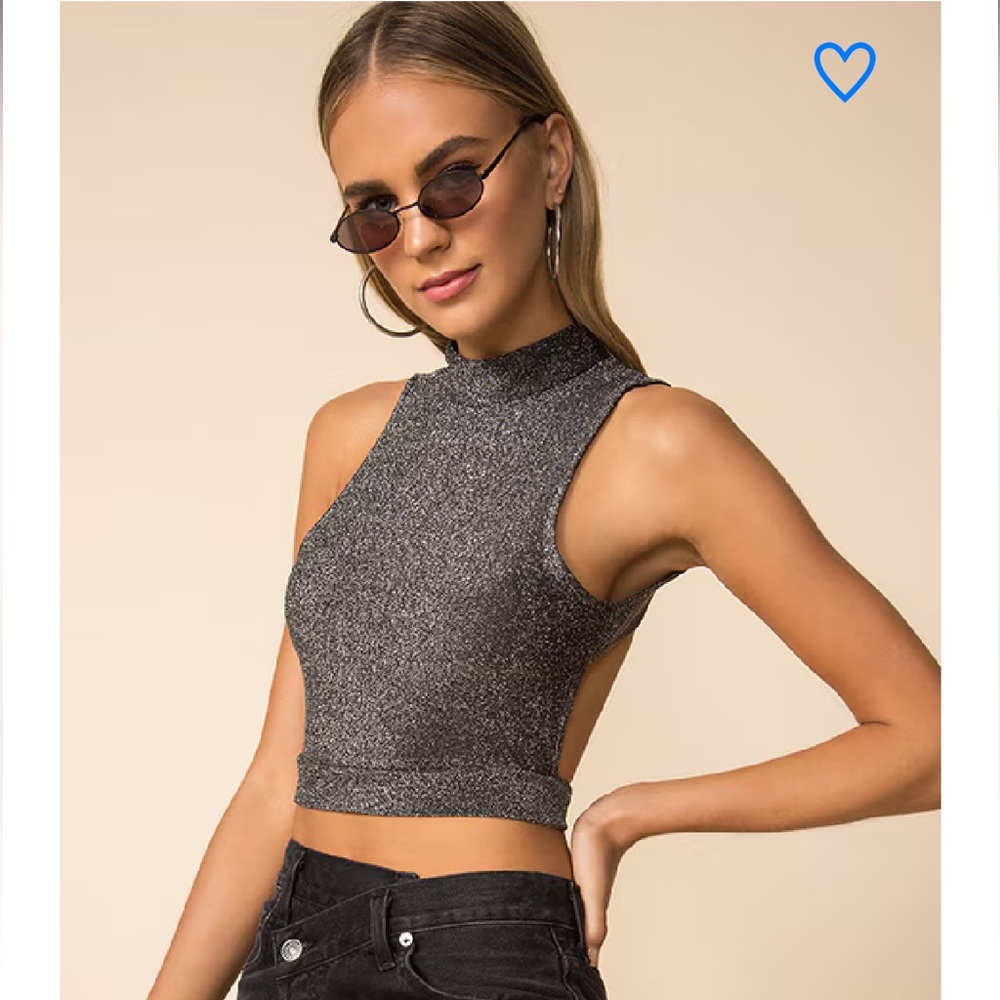 superdown Sophie Open Back Top in Silver | Size M
